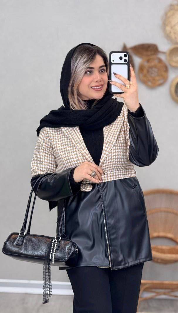 مانتو ترکیبی کمربند دار 🌹🎀کد 2678 ساری