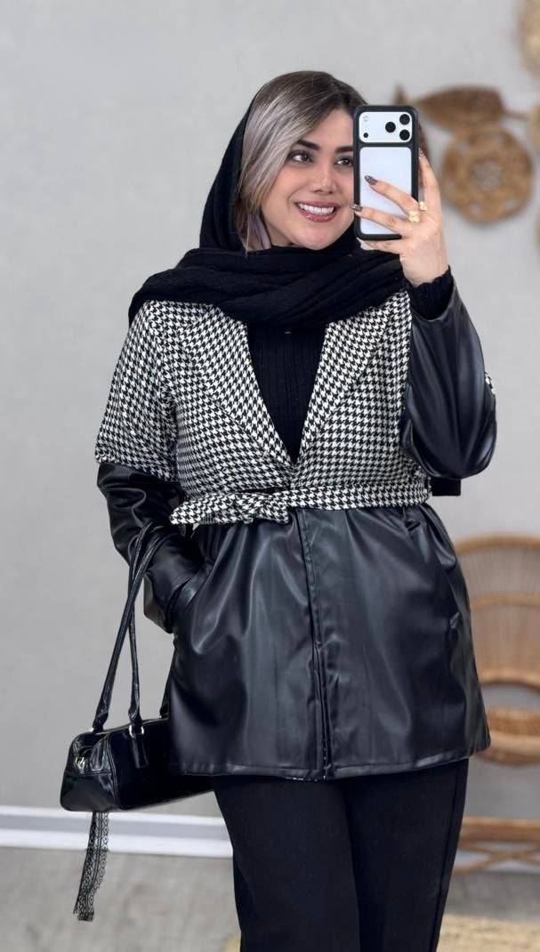 مانتو ترکیبی کمربند دار 🌹🎀کد 2678 ساری