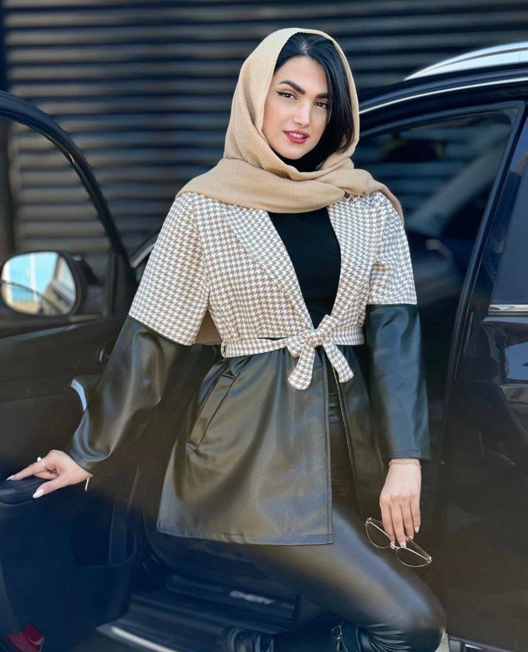 مانتو ترکیبی کمربند دار 🌹🎀کد 2678 ساری