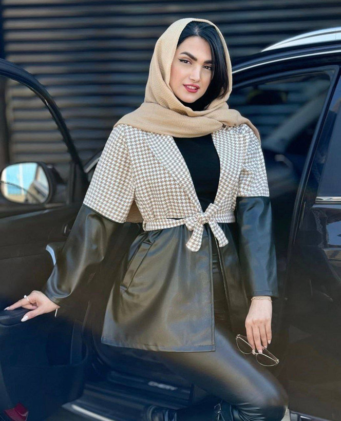 مانتو ترکیبی کمربند دار 🌹🎀کد 2678 ساری
