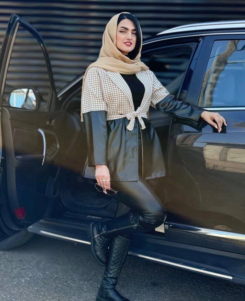 مانتو ترکیبی کمربند دار 🌹🎀کد 2678 ساری