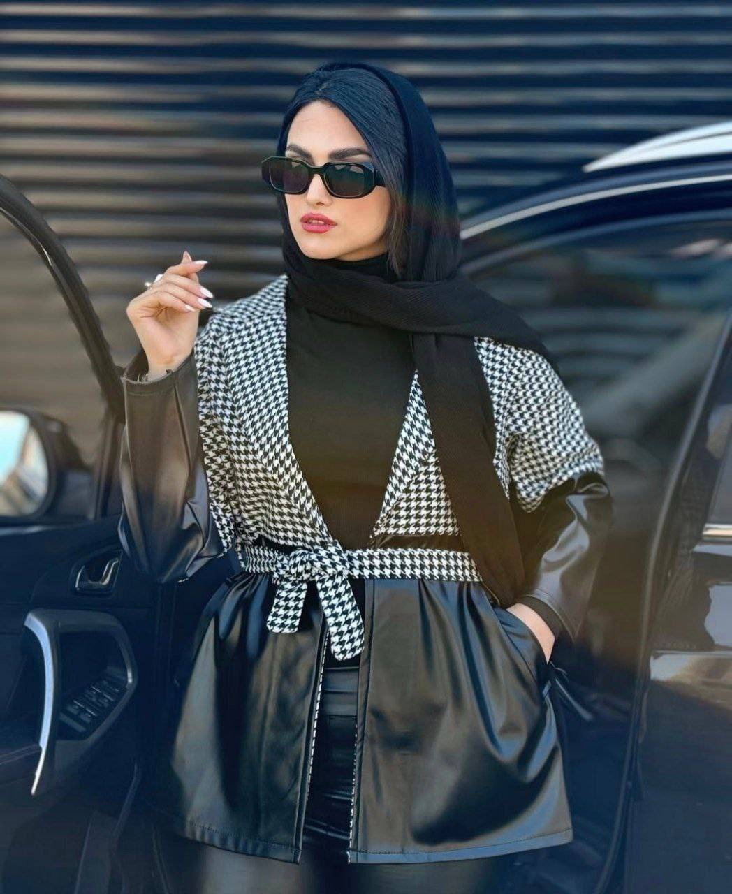 مانتو ترکیبی کمربند دار 🌹🎀کد 2678 ساری
