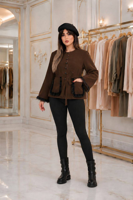 مانتو پاییزی شکلات 💞🌾کد 28028 ناز