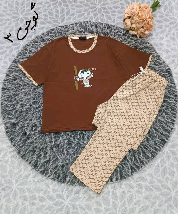 سو تیشرت شلوار تمام نخ پاییزی در رنگ بندی 🎀🎀کد۲۷۸۳۸ دل
