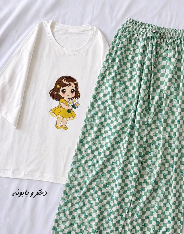 ست تیشرت شلوار قواره بزرگ پرینازتکرنگ 🌈🌈کد۲۳۰۲۱ دلتا
