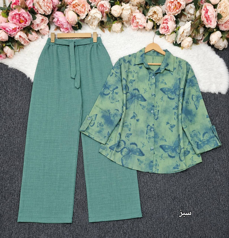 ست مانتو شلوار پروانه 🦋🎀کد 28376 ارا