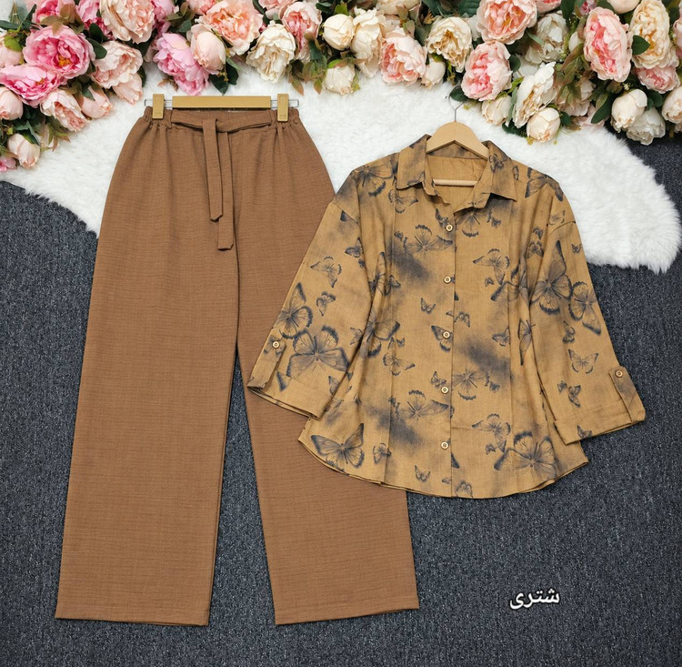 ست مانتو شلوار پروانه 🦋🎀کد 28376 ارا