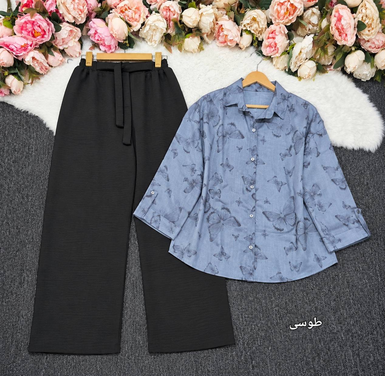 ست مانتو شلوار پروانه 🦋🎀کد 28376 ارا