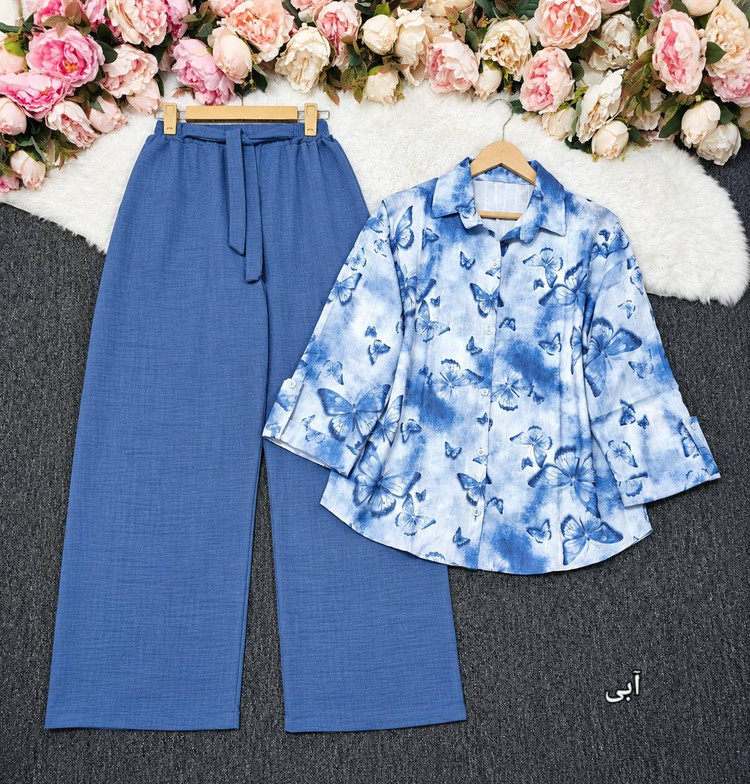 ست مانتو شلوار پروانه 🦋🎀کد 28376 ارا