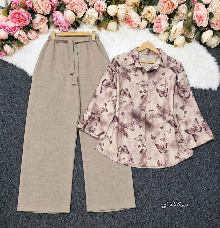 ست مانتو شلوار پروانه 🦋🎀کد 28376 ارا