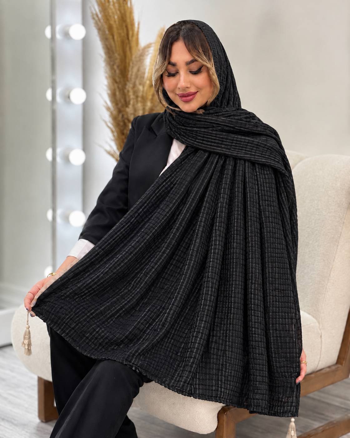 شال موهردار زغالی ✨🌺28090 نفیس