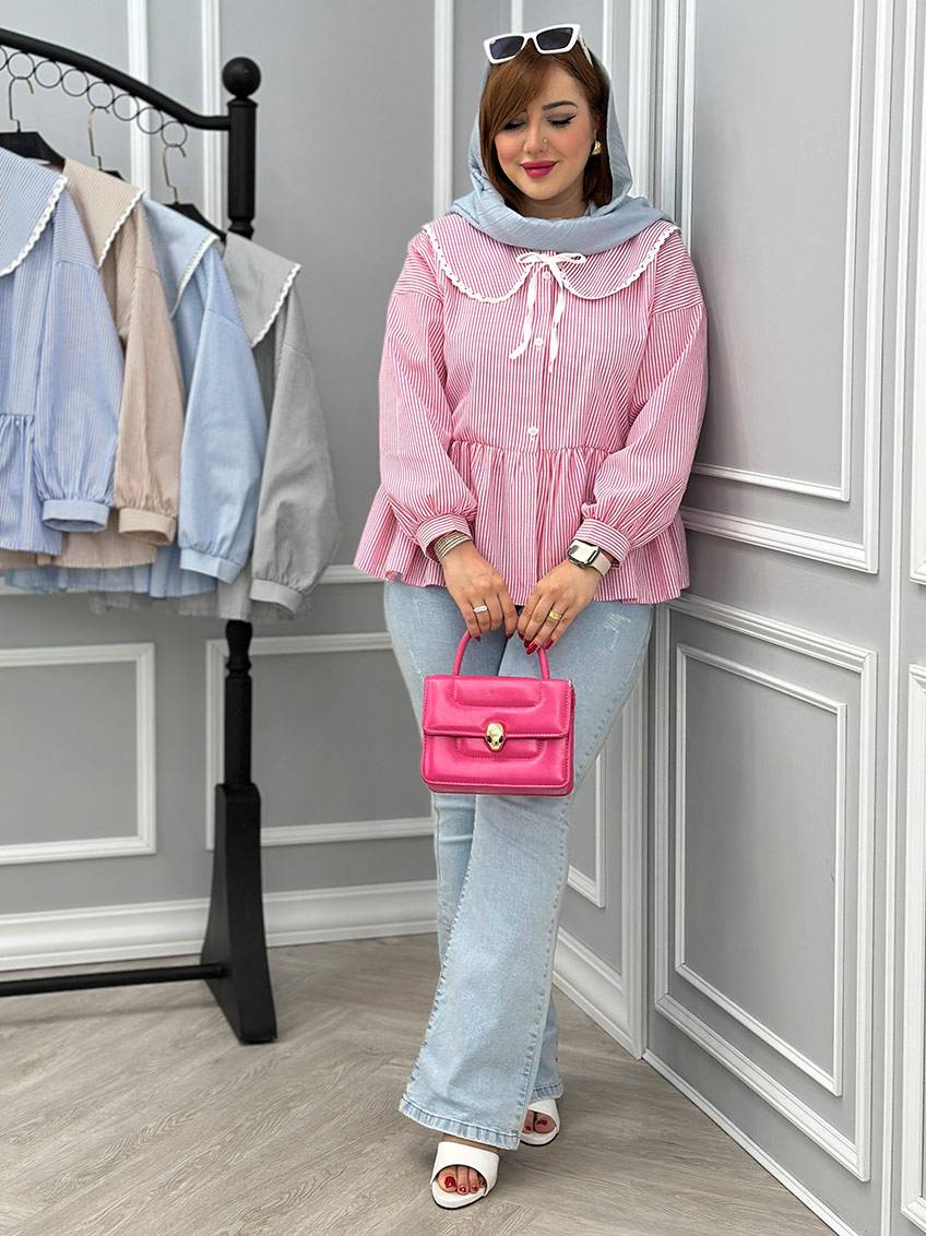 شومیز یقه ب ب🌺15411 نفیس