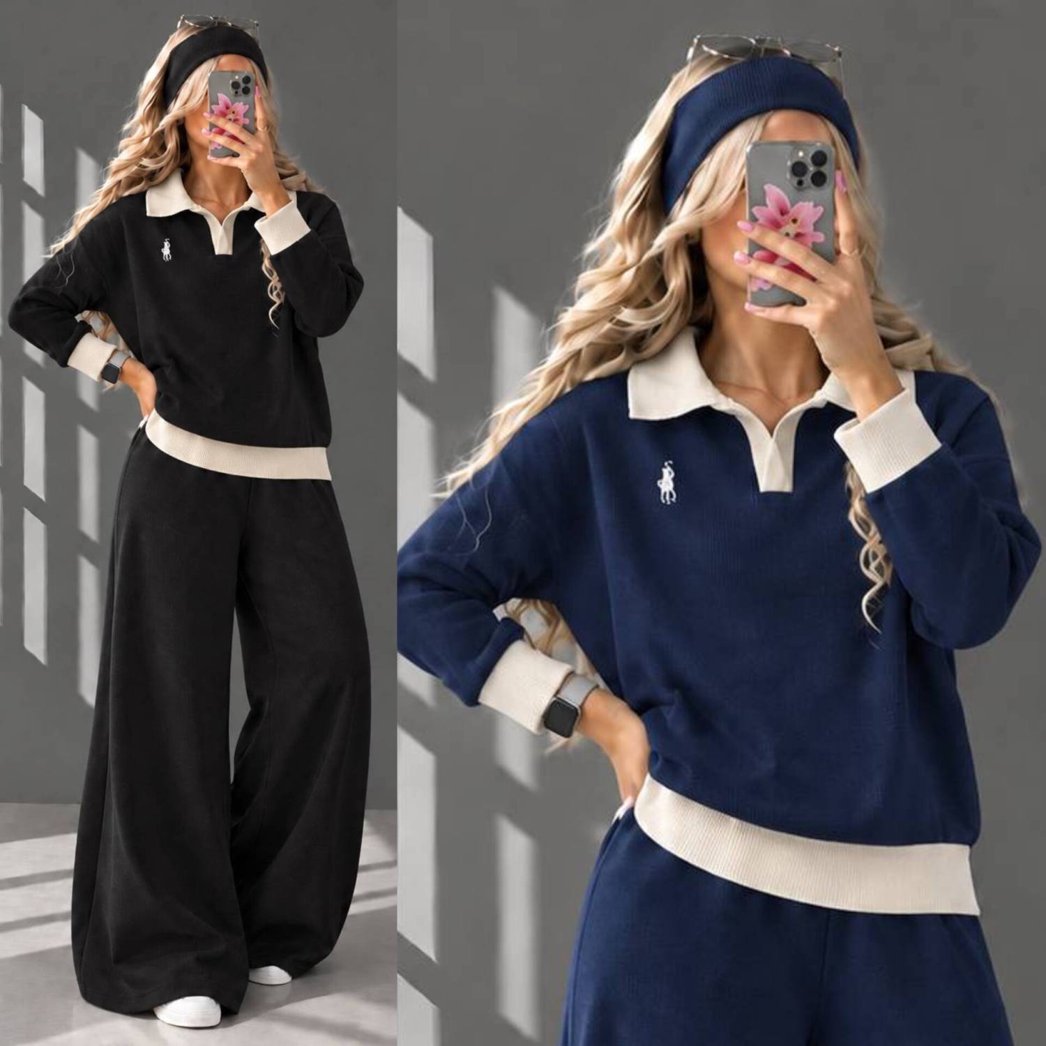 بلوز بافت پولو در رنگبندی 🎀🎀کد ۲۸۴۲۵ ست