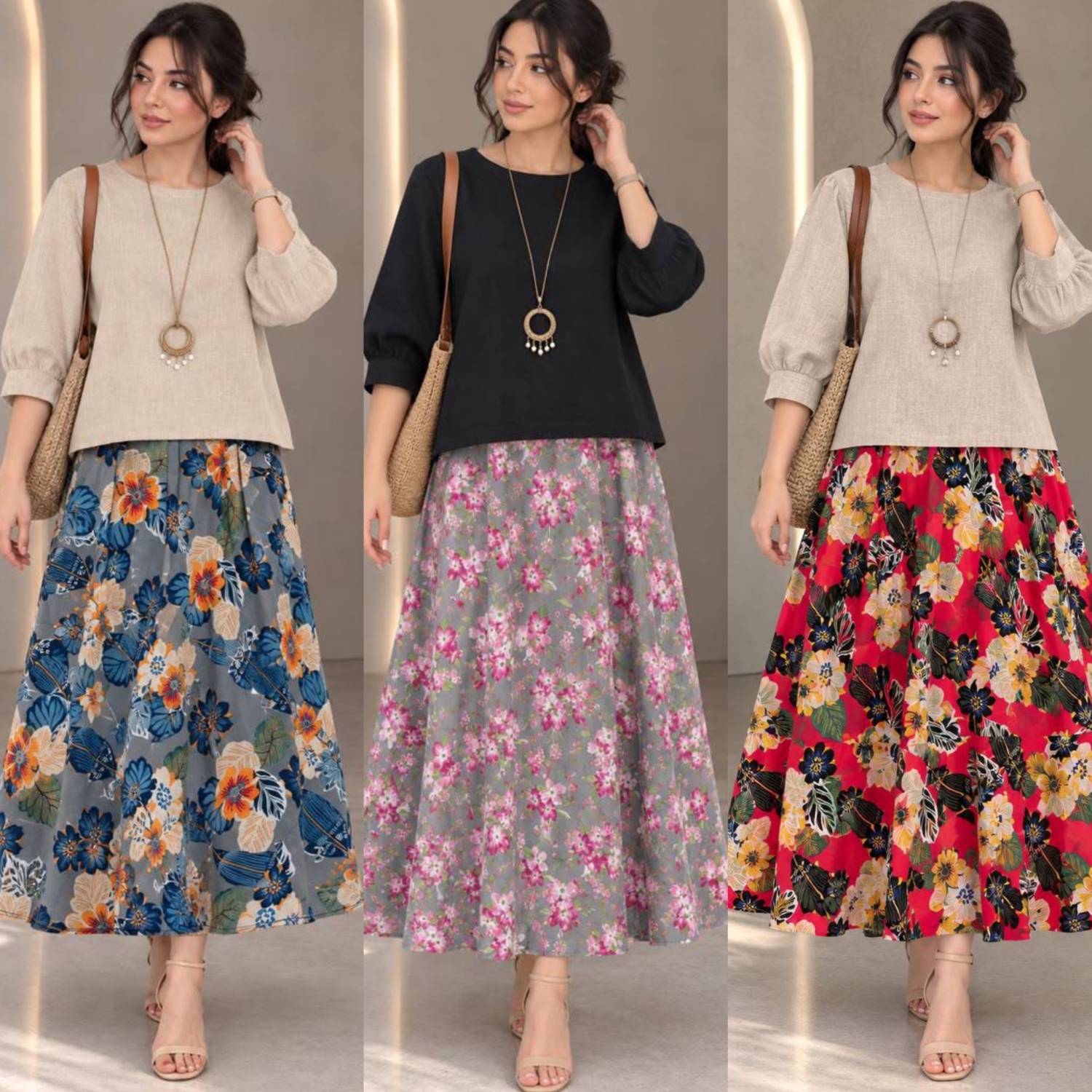 شومیز و دامن گلدار ☘️🌺21255 نفیس