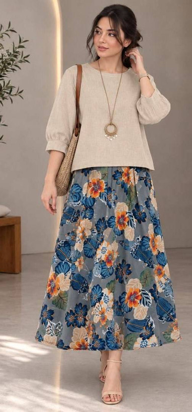 شومیز و دامن گلدار ☘️🌺21255 نفیس