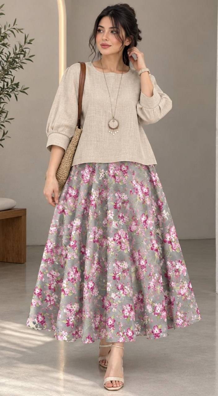 شومیز و دامن گلدار ☘️🌺21255 نفیس