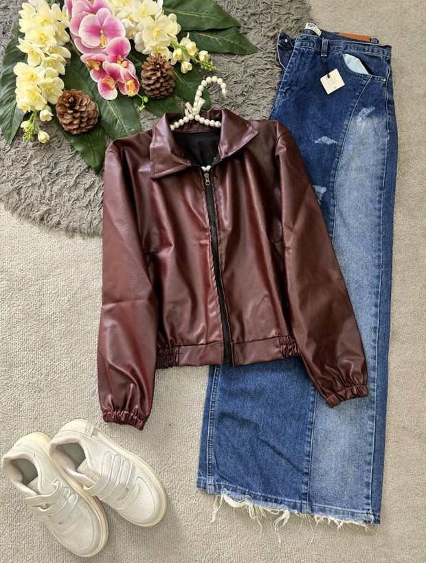 کاپشن چرم کوتاه 🌺☘️26275نفیس