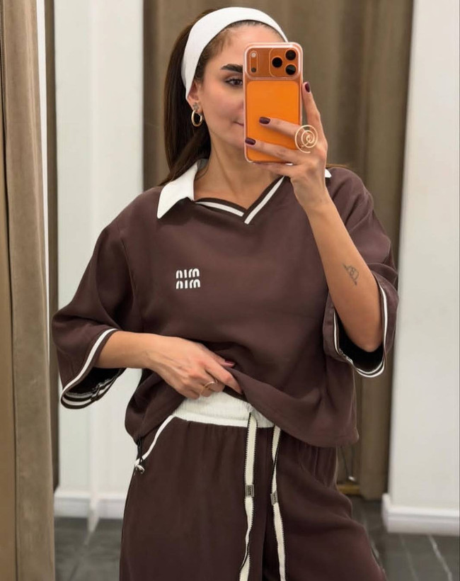 ست بلوز و شلوار اورجینال Miu Miu🌿 با کیفیت عالی ✅الیش12725