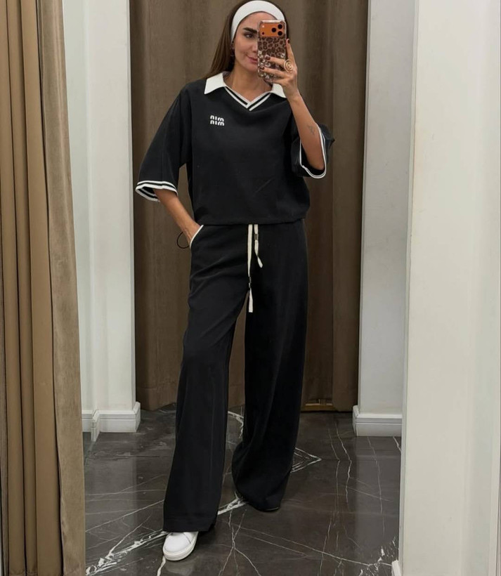 ست بلوز و شلوار اورجینال Miu Miu🌿 با کیفیت عالی ✅الیش12725