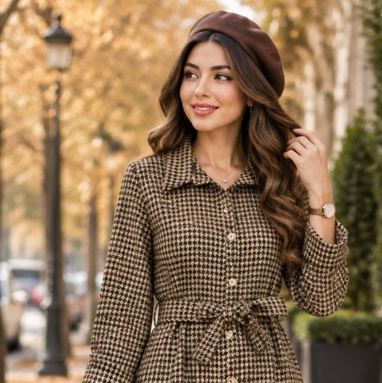 پالتو بلند رستا🌿 با پارچه تافته ضخیم و موهردار ✅والی26286