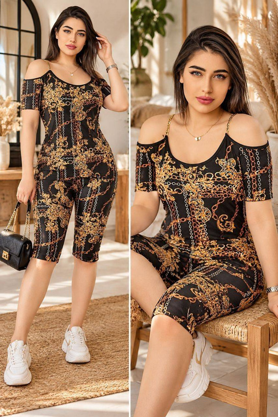 ست تاپ شلوارک منیژه 🌺☘️2682 شایسته