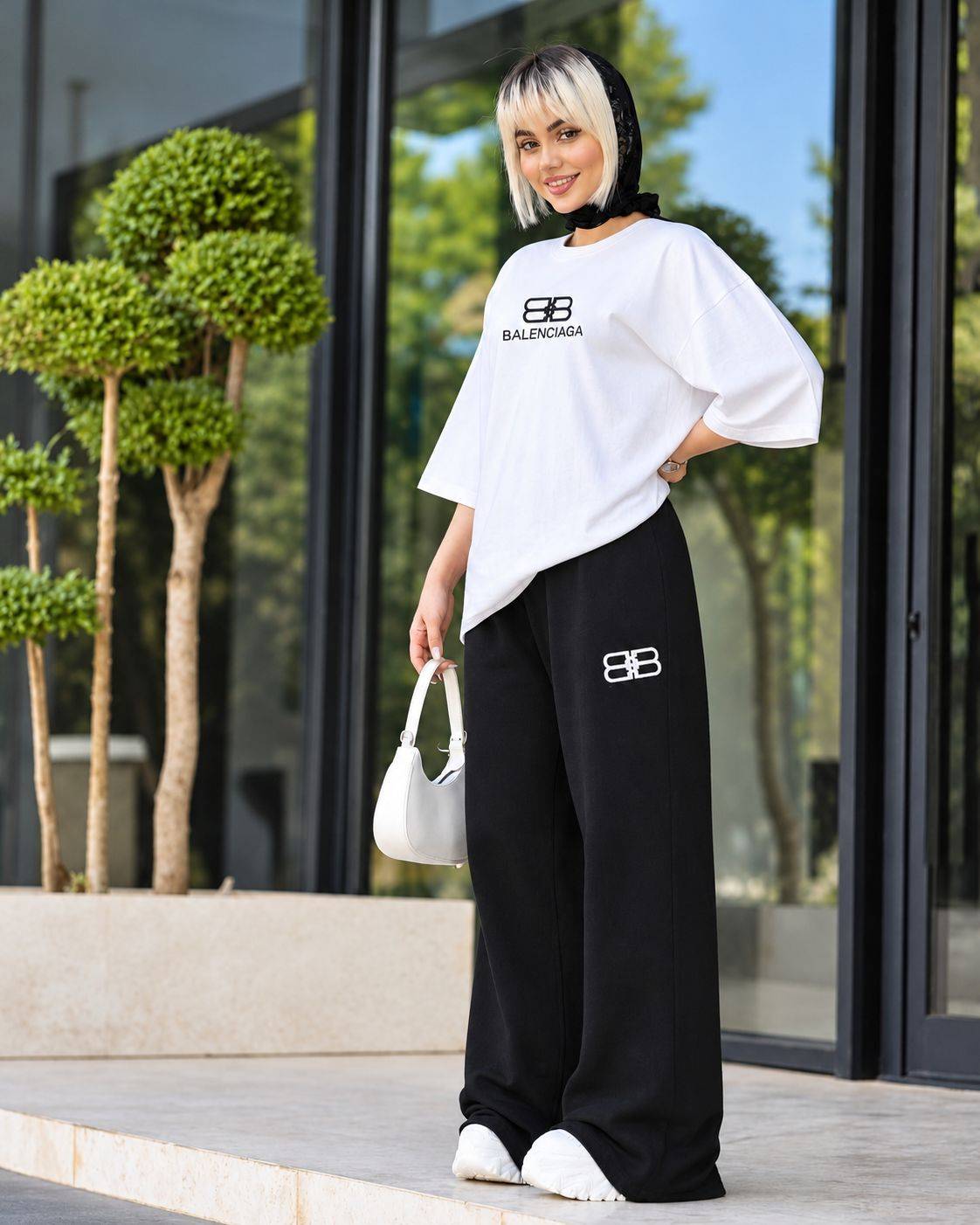 ست تیشرت شلوار BALENCIAGA آسو 🌺☘️28484 شایسته