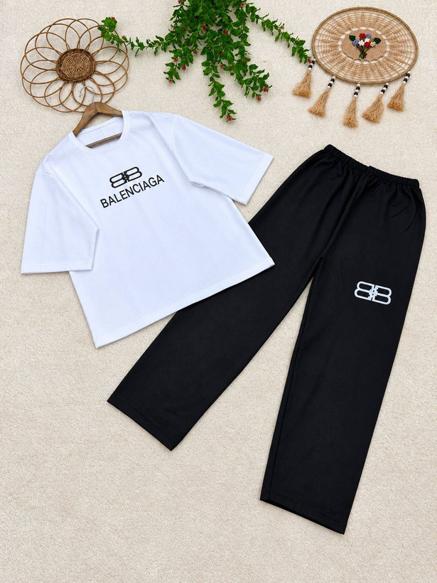 ست تیشرت شلوار BALENCIAGA آسو 🌺☘️28484 شایسته