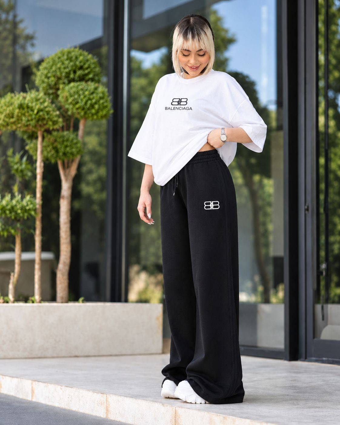 ست تیشرت شلوار BALENCIAGA آسو 🌺☘️28484 شایسته