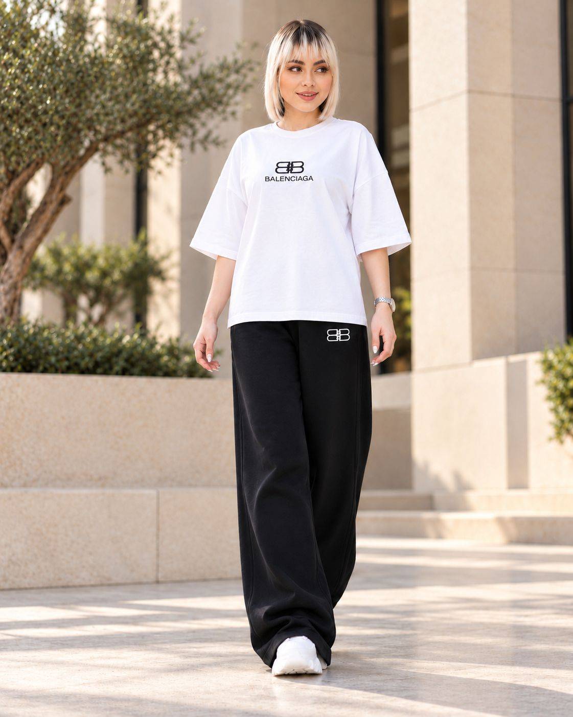 ست تیشرت شلوار BALENCIAGA آسو 🌺☘️28484 شایسته