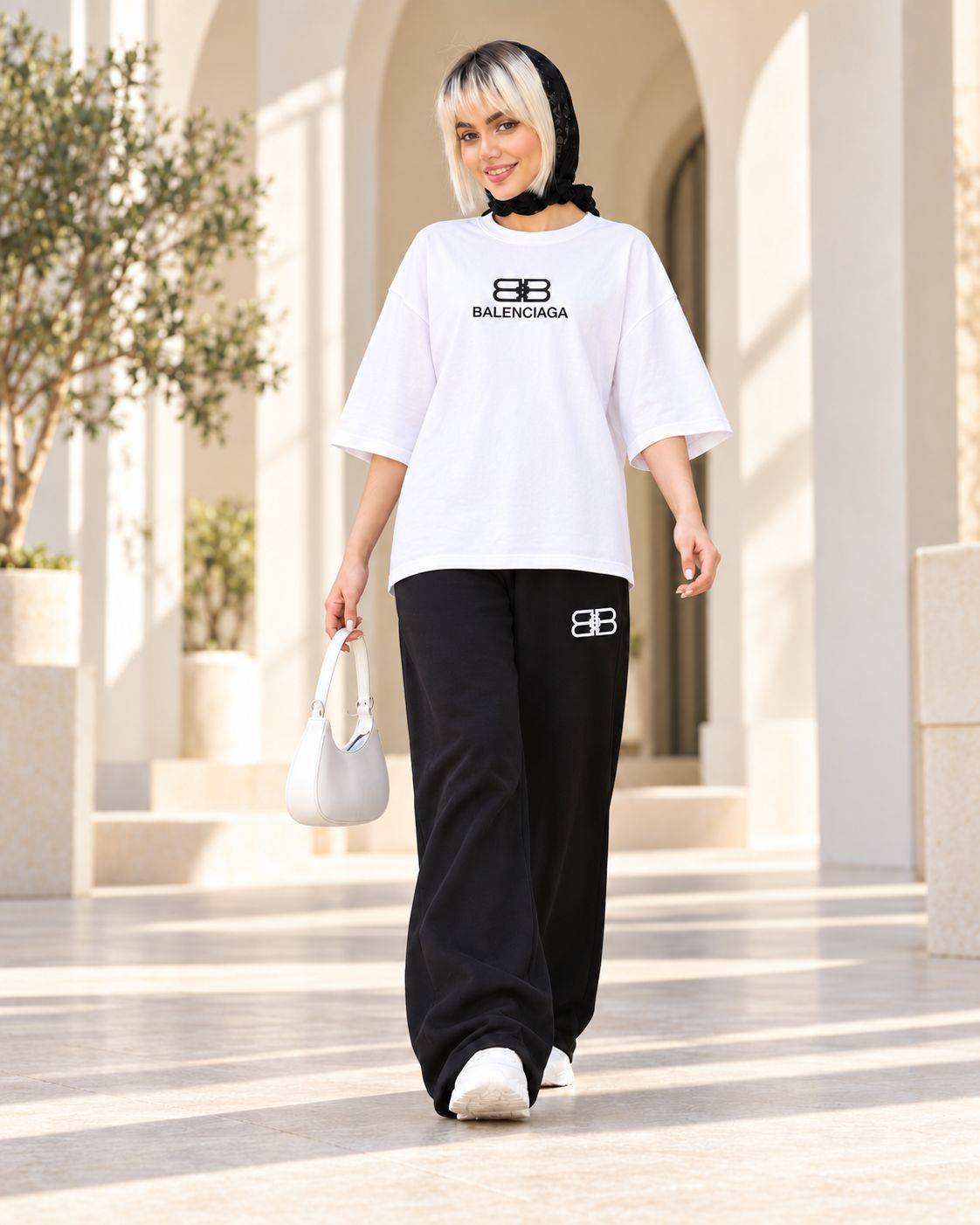 ست تیشرت شلوار BALENCIAGA آسو 🌺☘️28484 شایسته